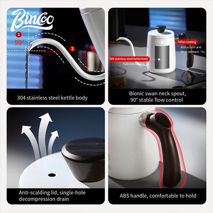 Bincoo Pour Over Coffee Kettle Gooseneck Stainless Steel Drip Kettle 350ml Long Spout Water Pot for Hand Brew Coffee Tea