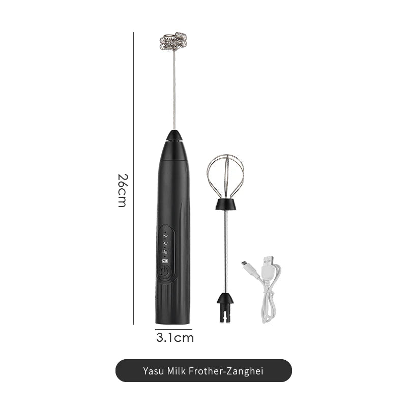 Bincoo Portable Dual Head Milk Frother  USB Rechargeable Stainless Steel Coffee Mixer with 3 Speeds for Smooth Latte Foam Coffee