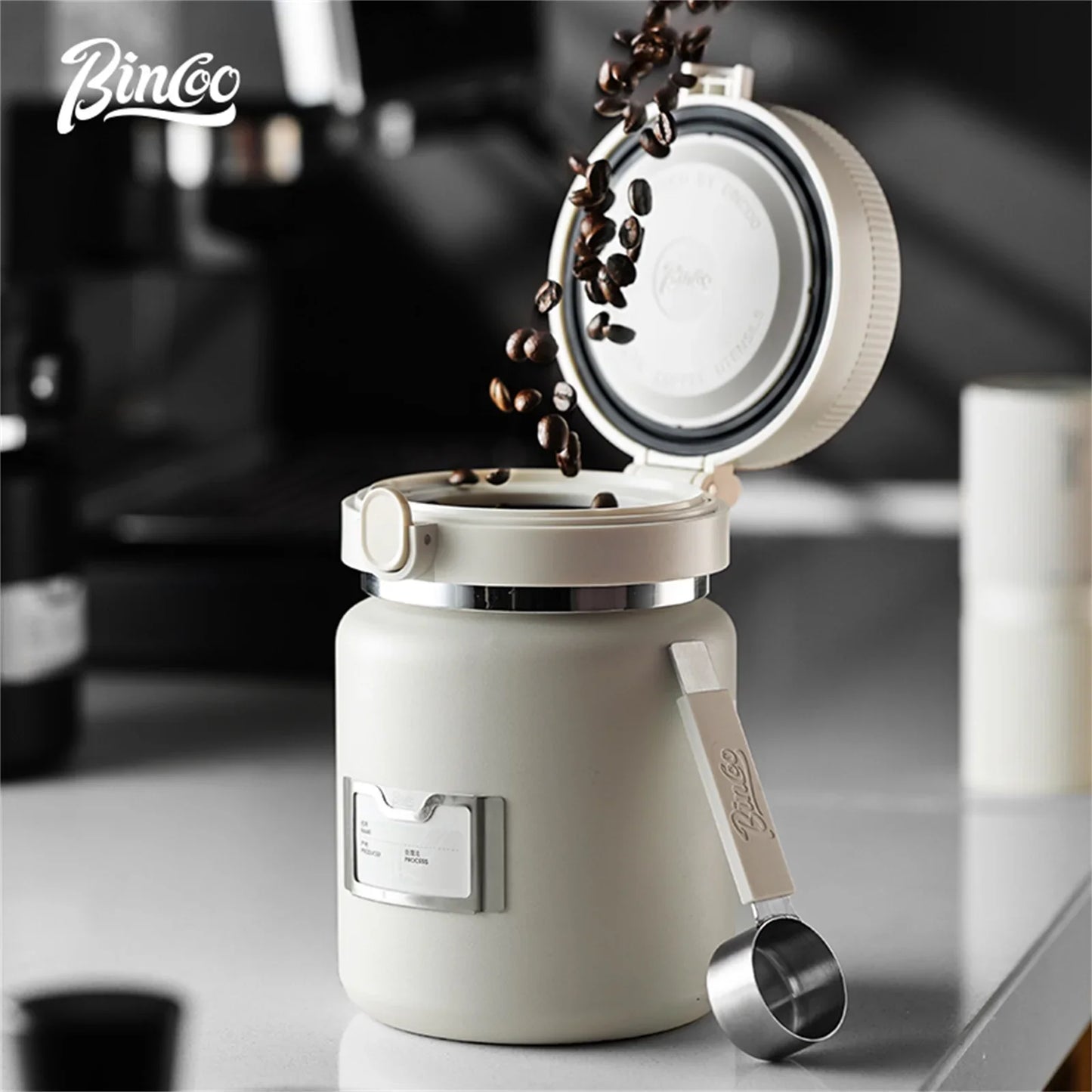 Bincoo 1000ML Coffee Bean Vacuum Airtight Sealed Tank Stainless Steel Grain Tea Nut Keep Fresh Storage Jars Kitchen Sealed Cans