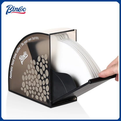 Bincoo Hot Sell Fan-shaped Coffee V Filter Paper Dust-proof Bar Storage Rack Storage Box Dustproof Filter Paper Box Barista Tool