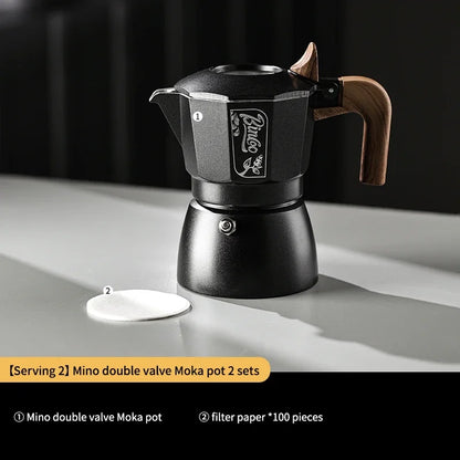 Bincoo Mocha Pot Double Valve Italian Espresso Pot Electric Stove Heating Professional Home Barista Accessories Coffee Tools