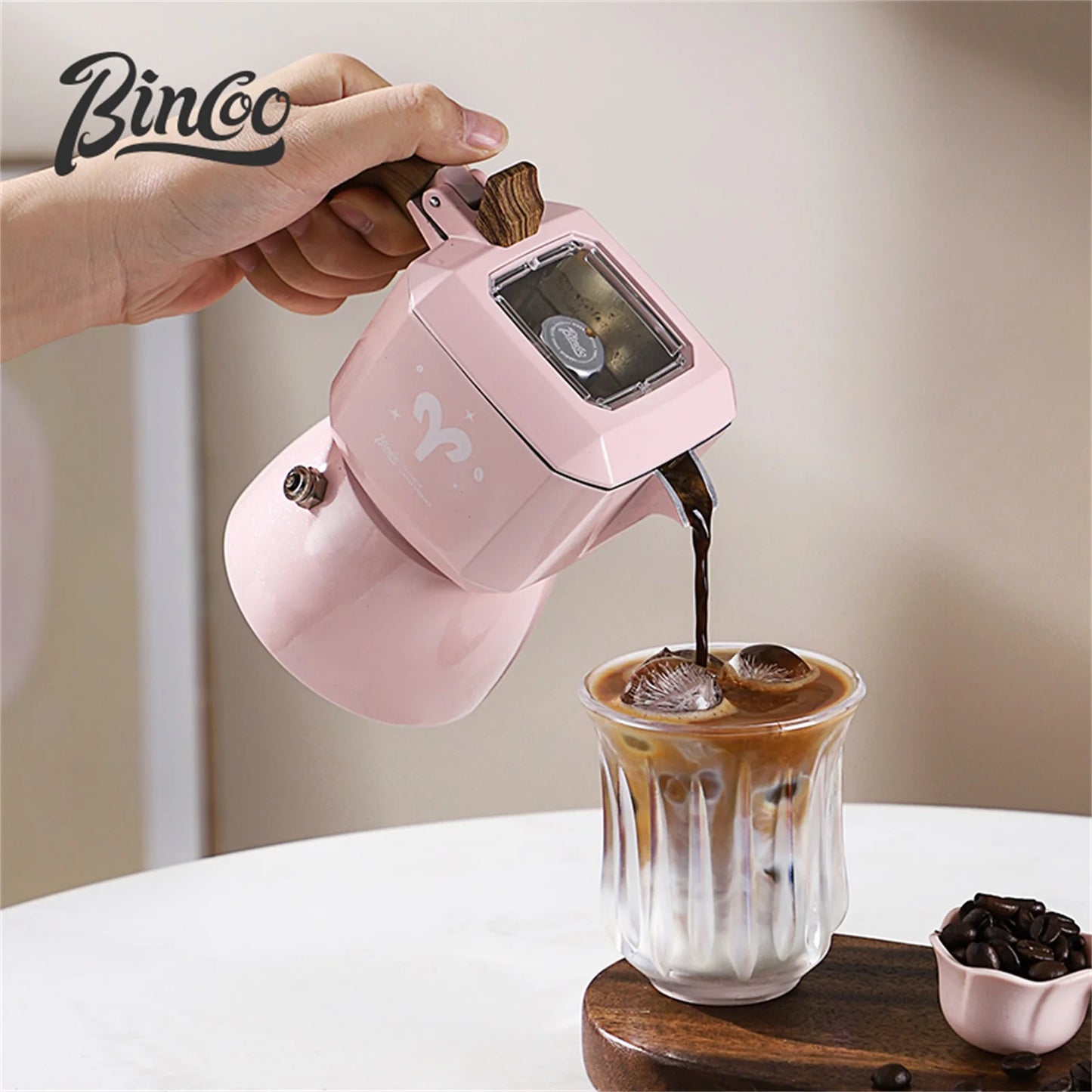Bincoo Aries Sagittarius Star Dual Valve Moka Pot Espresso Extraction Pot Italian Home Barista Tools Electric Heating Stove 220V