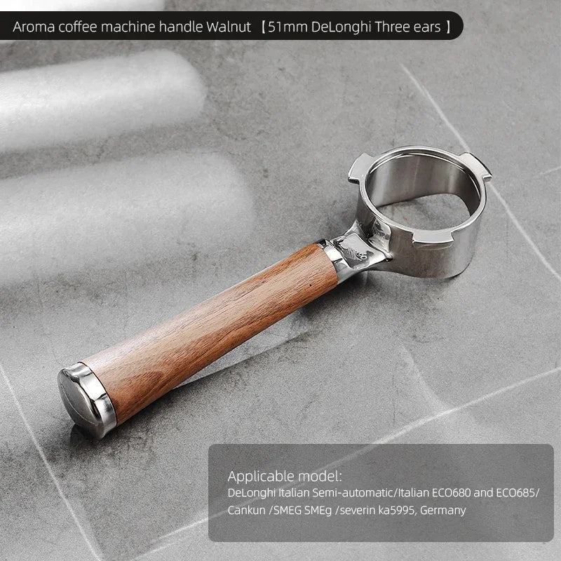 Bincoo Aroma Bottomless Portafilter, Walnut 58mm Universal, Espresso Machine Upgrade, Open Design Fits Delonghi Dongling