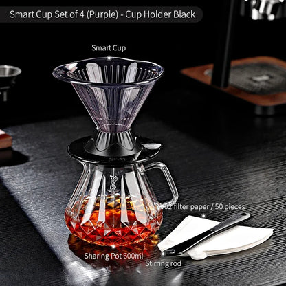 BINCOO 600ml Reusable Immersion Coffee Dripper Filters Smart Pour Over Drip Hand-Brewed Coffee Maker Tritan Coffee Filters Cup
