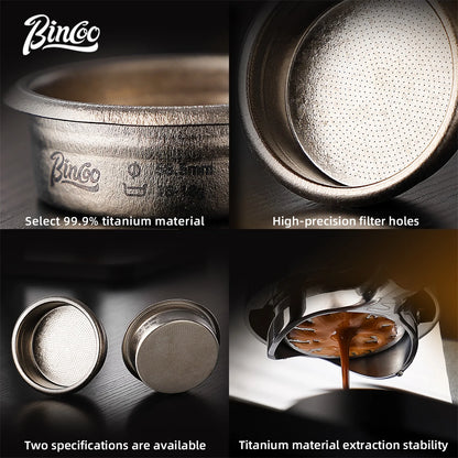 Bincoo Professional Titanium Espresso Basket 58.5mm High Precision Construction for Optimal Extraction Even Water Flow Perfect