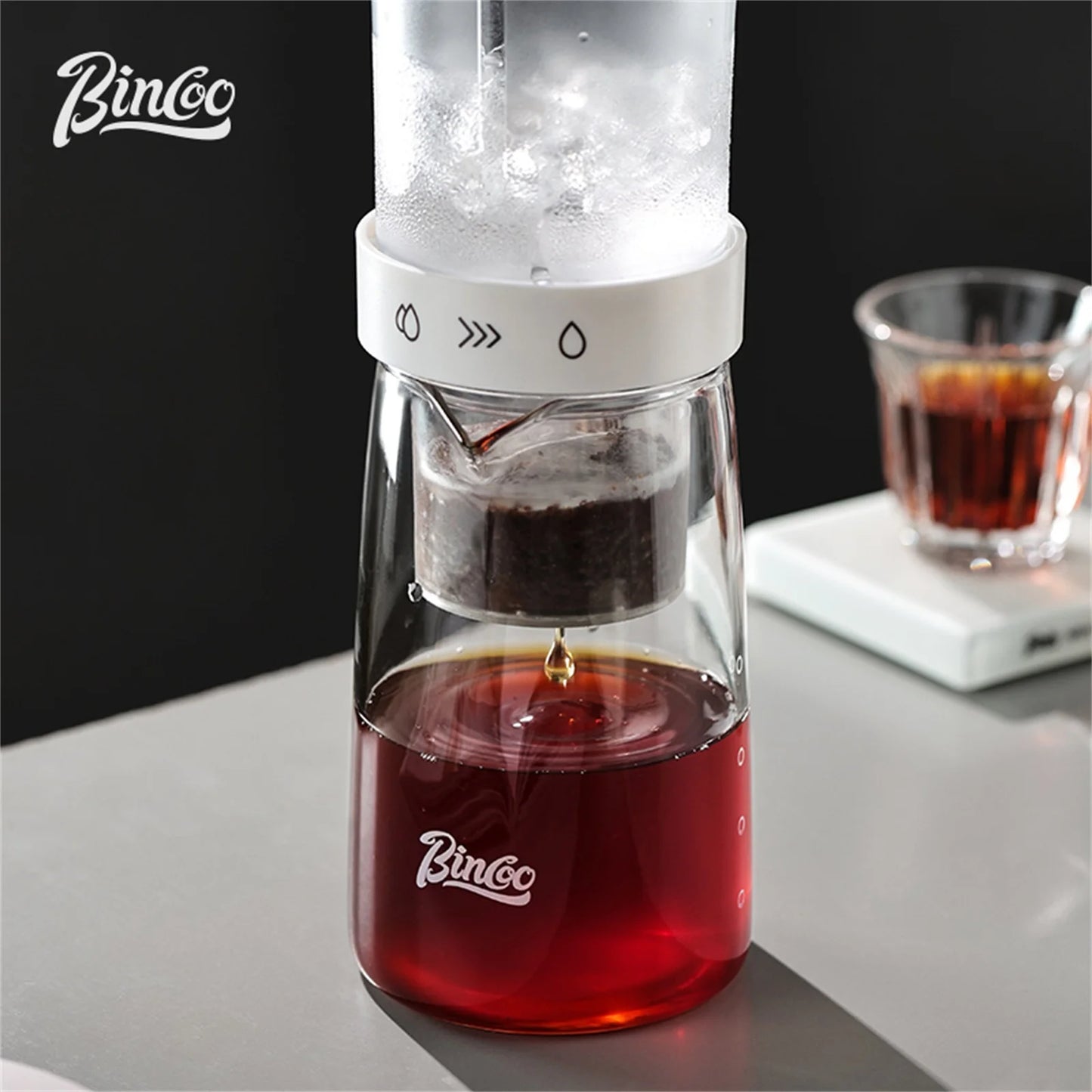 Bincoo 450ml Ice Drip Cold Brew Coffee Maker, Portable Iced Coffee Pot, Removable for Cleaning, Camping & Home Use