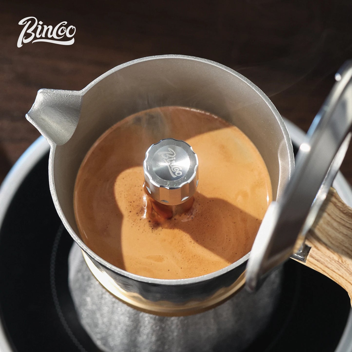 Bincoo Premium 3-Valve Moka Pot 316 Surgical Stainless SteelHome Espresso Brewer Complete Set Ideal for Coffee Enthusiasts