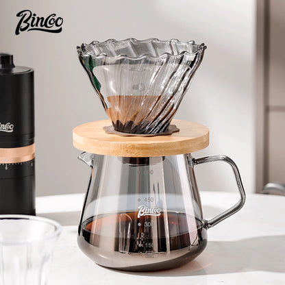Bincoo 600ml Pour Over Coffee Dripper Coffee Pot Set Coffee Kettle Brewing Cup Octagonal Coffee Pot Coffee Tea pot Funnel Set