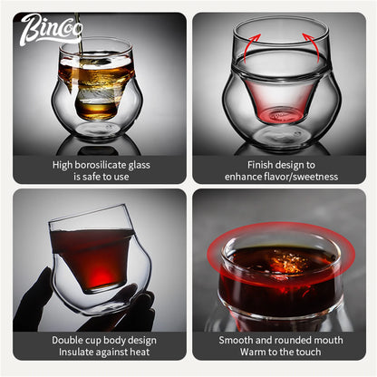 Bincoo 110ml Double Layer Insulated Coffee Cup, Glass Designed for Professional Tasting and Optimal Aroma Preservation