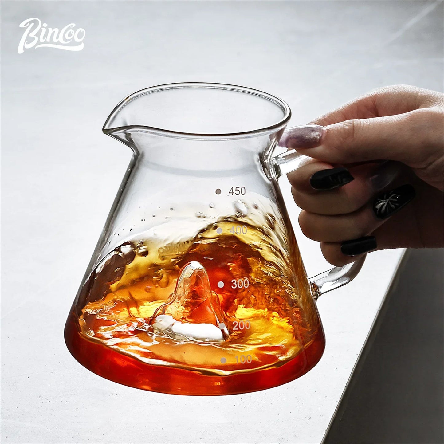 BINCOO 450ml Pour Over Coffee Dripper Glass Sharing Pot Funnel Drip Coffee Maker Hand Brewed Cup Coffee Set with Filter Paper