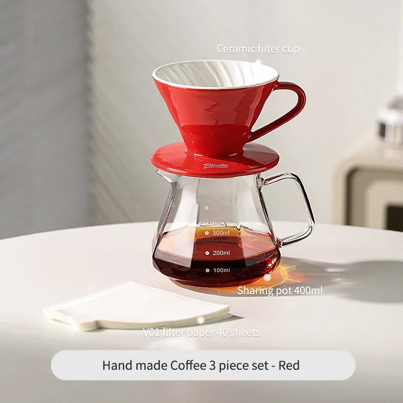 Bincoo GYKF0679 Drip Coffee Set with Ceramic Filter and Glass Carafe All in One Pour Over Brewing Ideal for Beginners Gift Presentation