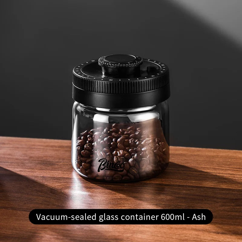 Bincoo Coffee Bean Canister Sealed Jar Glass Sealed Can Vacuum Storage Jar Coffee Powder Storage Timeable 0.4/0.6/0.8/1.2L