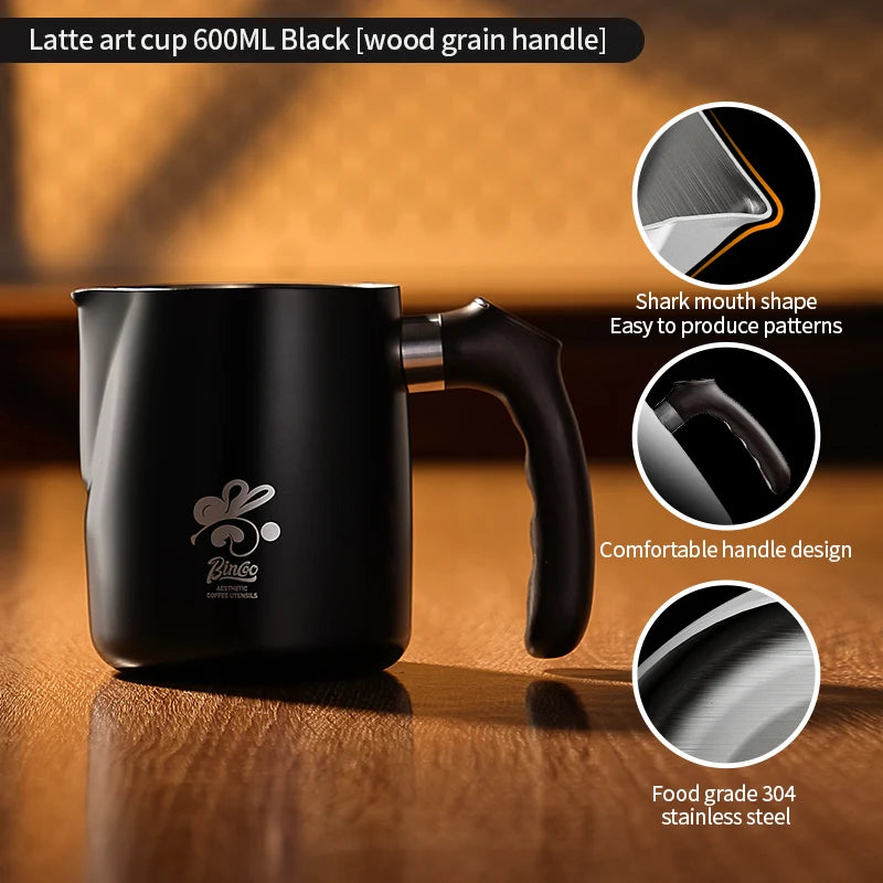 Bincoo GYKF2322 Professional Milk Frothing Jug 600ml Sharp Spout Cup Perfect for Latte Art and Milk Steaming Barista Essential Accessory