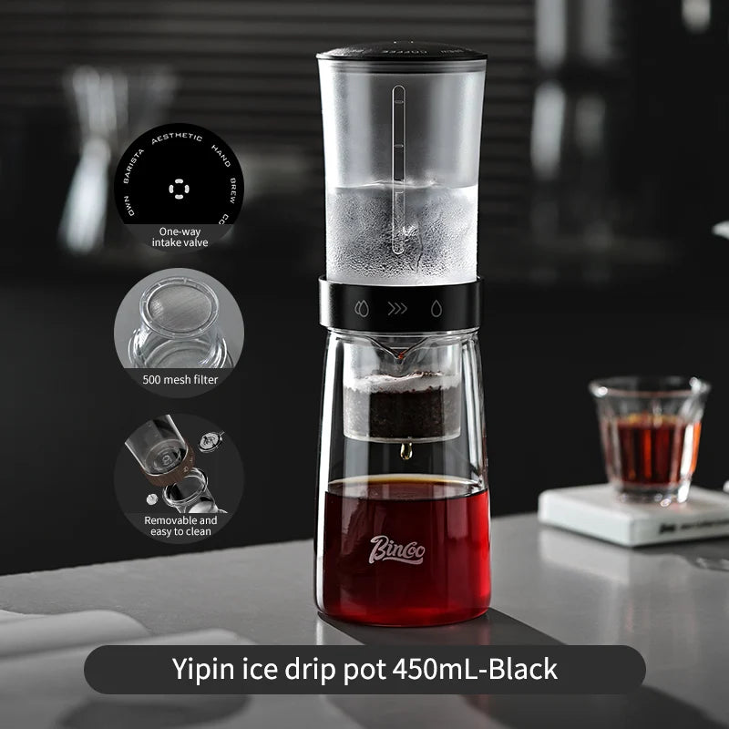 Bincoo Yipin Cold Drip Tower 450ml, Borosilicate Lower Pot & PCTG Upper Pot, Iced/Cold Brew Coffee Maker, Home & Cafe Cold Brew