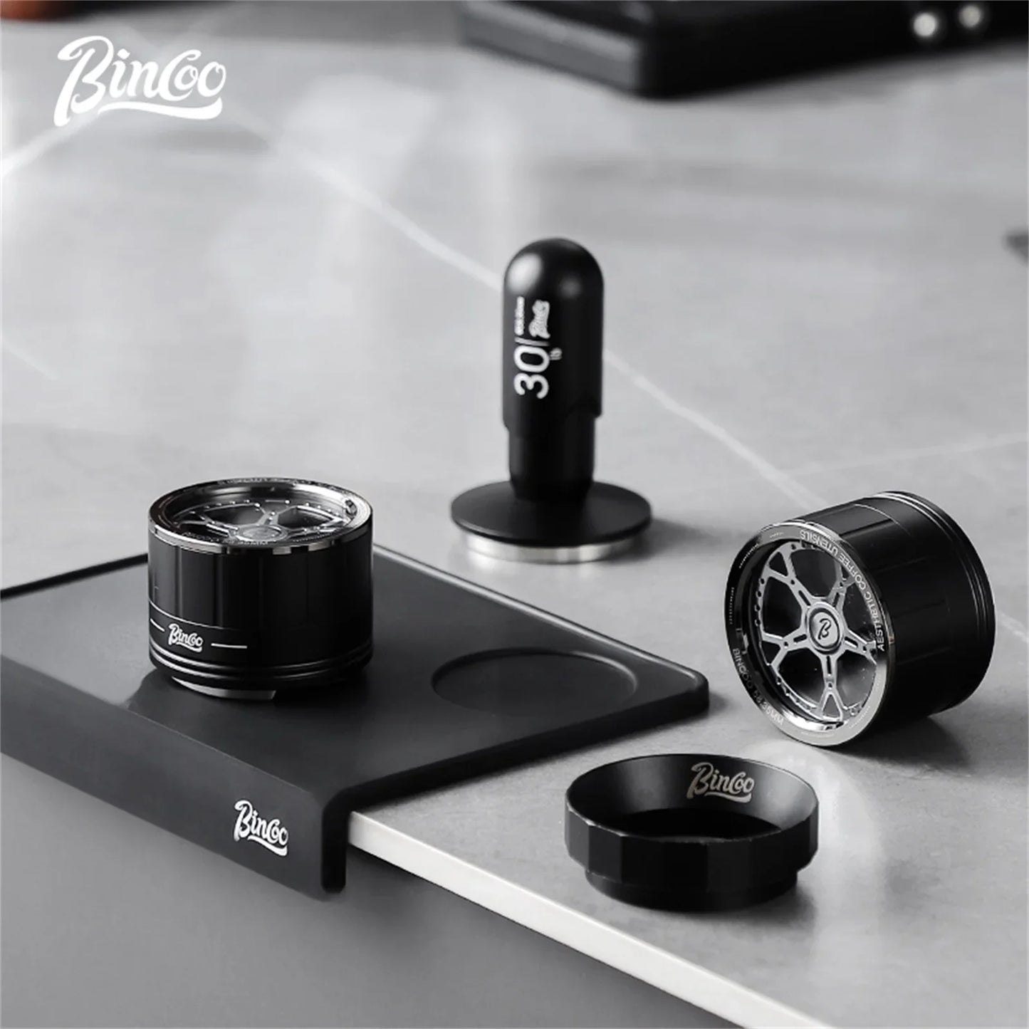 Bincoo 58/58.35mm Self Gravity Powder Distributor Stainless Steel Powder Hammer Automatic Height Adjustment Italian Barista Tool