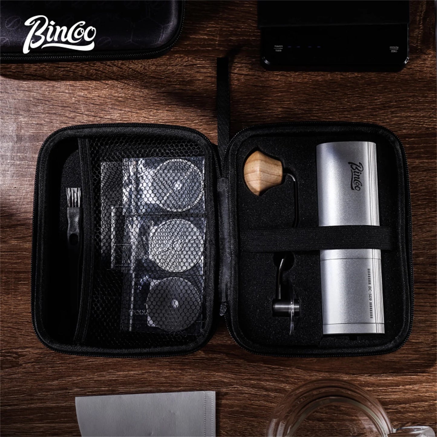 Bincoo Chestnut Manual Coffee Grinder Upgrade All-metal Body & Anti-slip Design Portable Hand Grinder CNC Burr Inside Barista