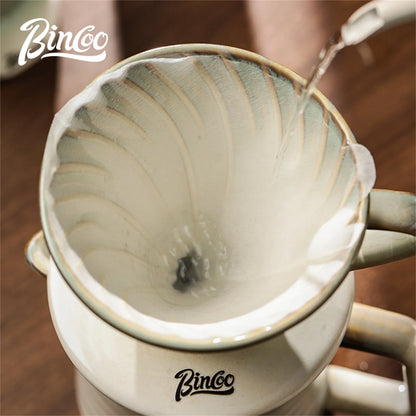 BINCOO Ceramic Coffee Filter Cup with Ceramic Coffee Pot Reusable Filters Coffee Maker Hand Brew Coffee Drip Funnel Filter Cup