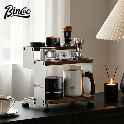 Bincoo Gexu Multi-Tier Solid Wood Coffee Storage Cabinet – Organizer Rack for Coffee Tools, Light Luxury Machine Stand