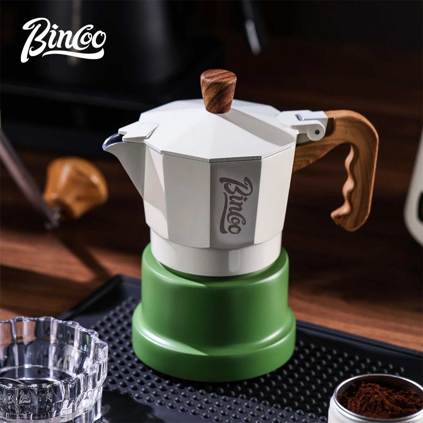 Bincoo GYKF2291 Professional 3Valve Moka Pot Construction 2-3 pa Pressure System Eagle Spout Design Prevents Leakage Home Coffee Brewing