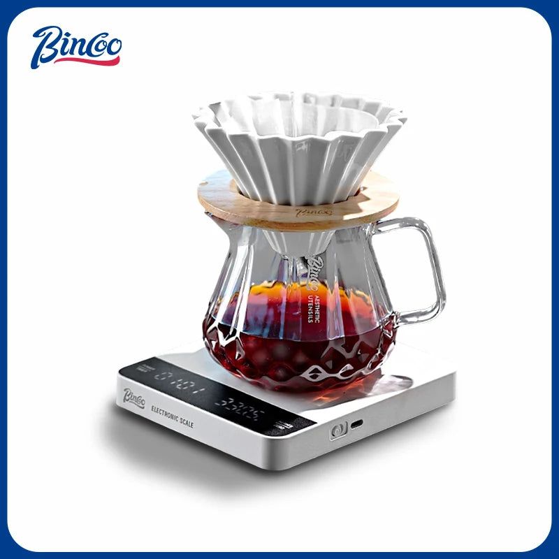 Bincoo 400/600ML Coffee Server Sharing Pot Dripper Cup with 40Pcs Disposable Coffee Filter Paper Drip Coffee Set
