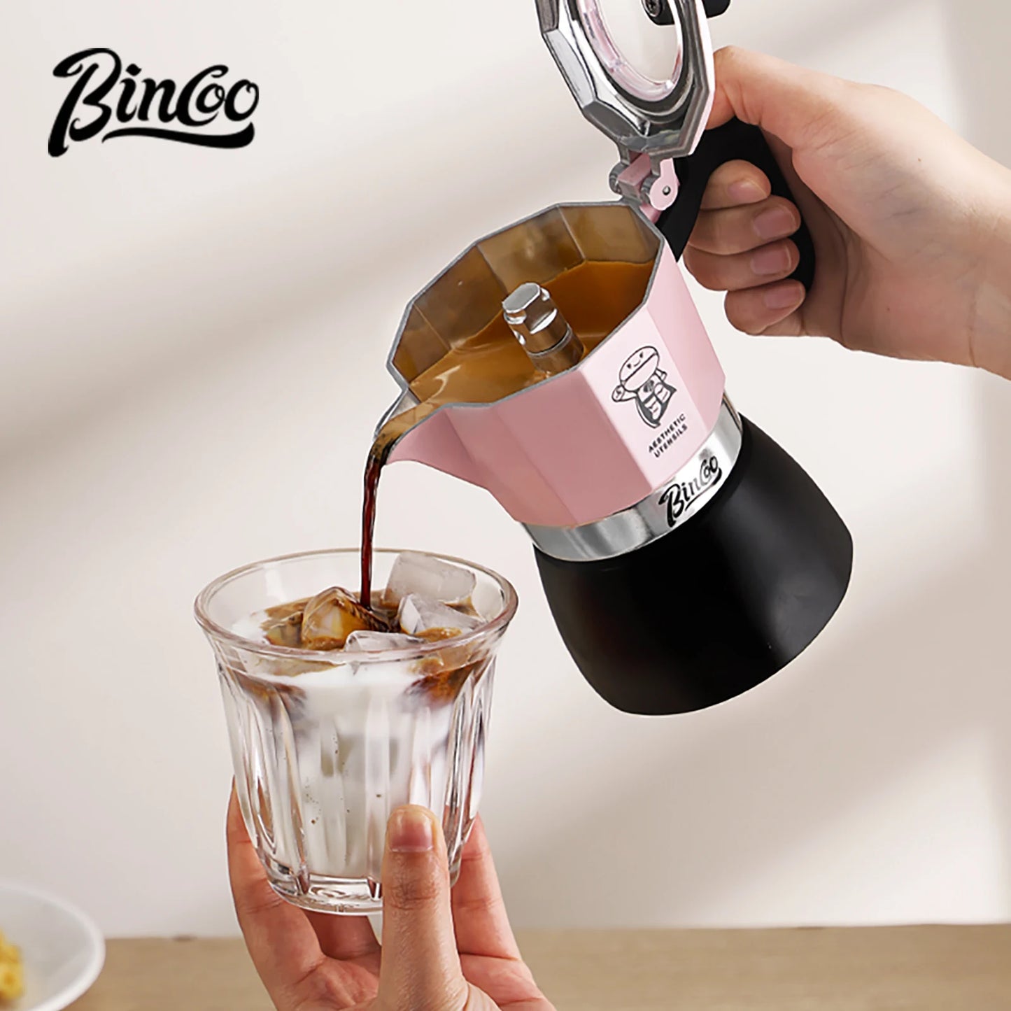 Bincoo Double Valve Coffee Moka Pot Espresso Maker Italian Coffee Concentrated Extraction Coffee Pot Barista Accessories 220V