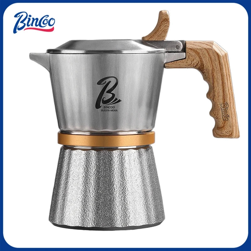 Bincoo Professional 3Valve Moka Pot 316 Steel Construction Rapid Heat Transfer No Coating Safe Home Use Compact Espresso Machine