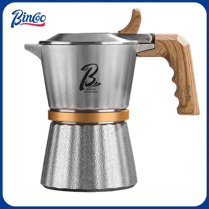 Bincoo Professional 3Valve Moka Pot 316 Steel Construction Rapid Heat Transfer No Coating Safe Home Use Compact Espresso Machine