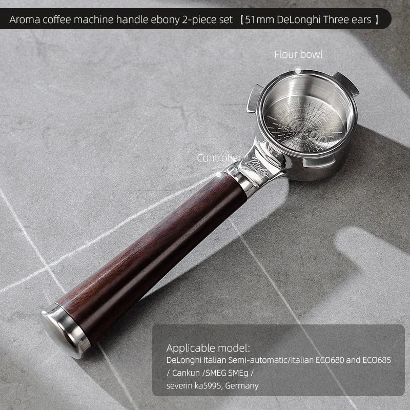 Bincoo Aroma Bottomless Portafilter, Walnut 58mm Universal, Espresso Machine Upgrade, Open Design Fits Delonghi Dongling