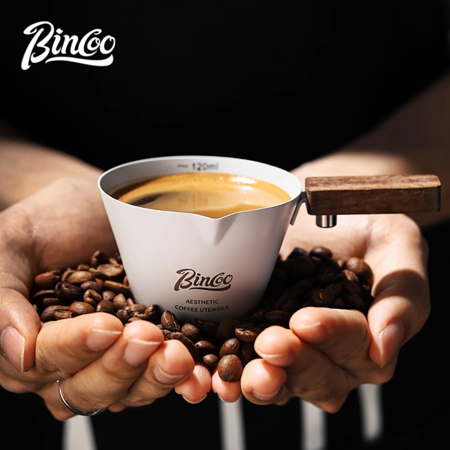 Bincoo 120mL Measuring Cup With Coffee Scale Stainless steel Coffee Extract Cup Italian Espresso Coffee Ounce Milk Cup