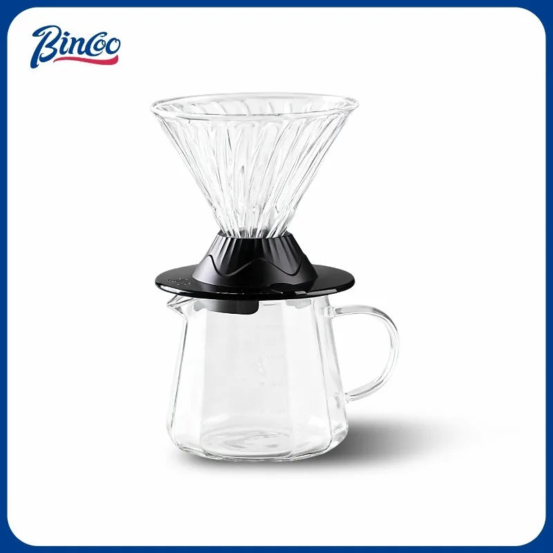 Bincoo Clear Vertical Sharing Pot Reusable Conical Filter 1-2 Cups with Storage Bag 3 Piece Set Hand Brewed Coffee Accessories
