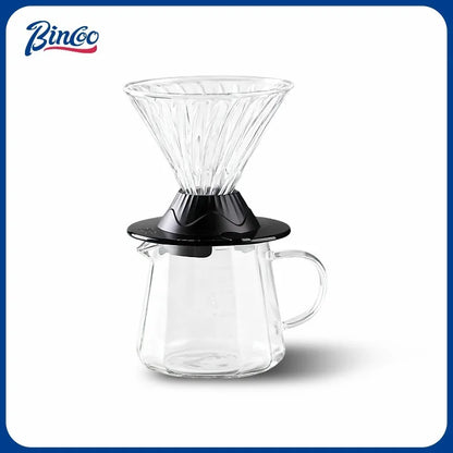 Bincoo Clear Vertical Sharing Pot Reusable Conical Filter 1-2 Cups with Storage Bag 3 Piece Set Hand Brewed Coffee Accessories