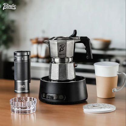 Bincoo Three valve Moka Pot Stainless Steel Body Electric Pottery Pot Home Italian Espresso Coffee Pot Set Barista Accessories