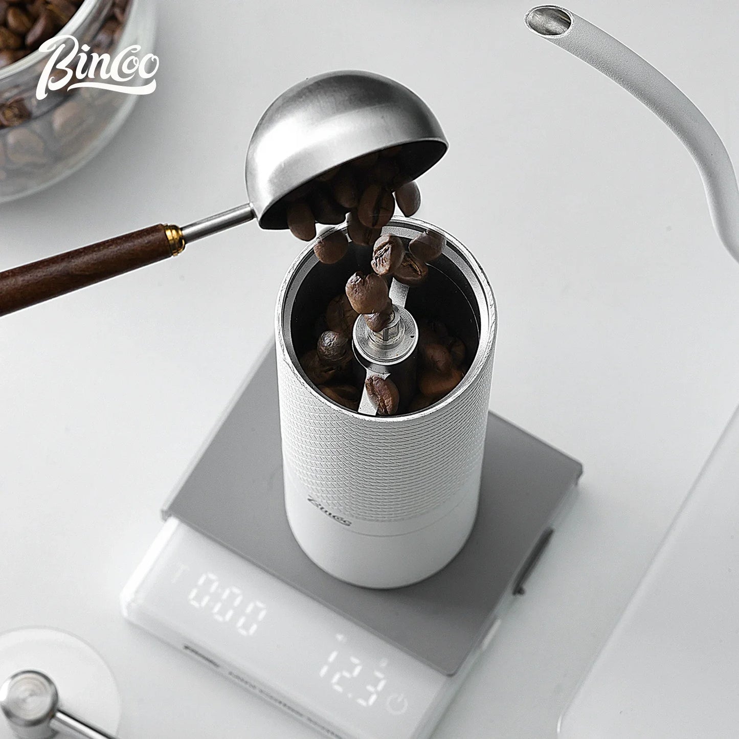 Bincoo Manual Coffee Grinder, 420 Stainless Steel Burrs, Professional Double Bearing Adjustable Grinder,Portable Coffee Grinding