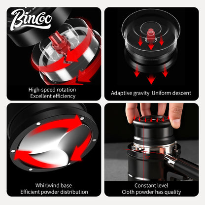 Bincoo Premium 58mm Magnetic Coffee Leveler Self Gravity Cyclone Design with 6 Concealed Magnets Even Grounds Distribution