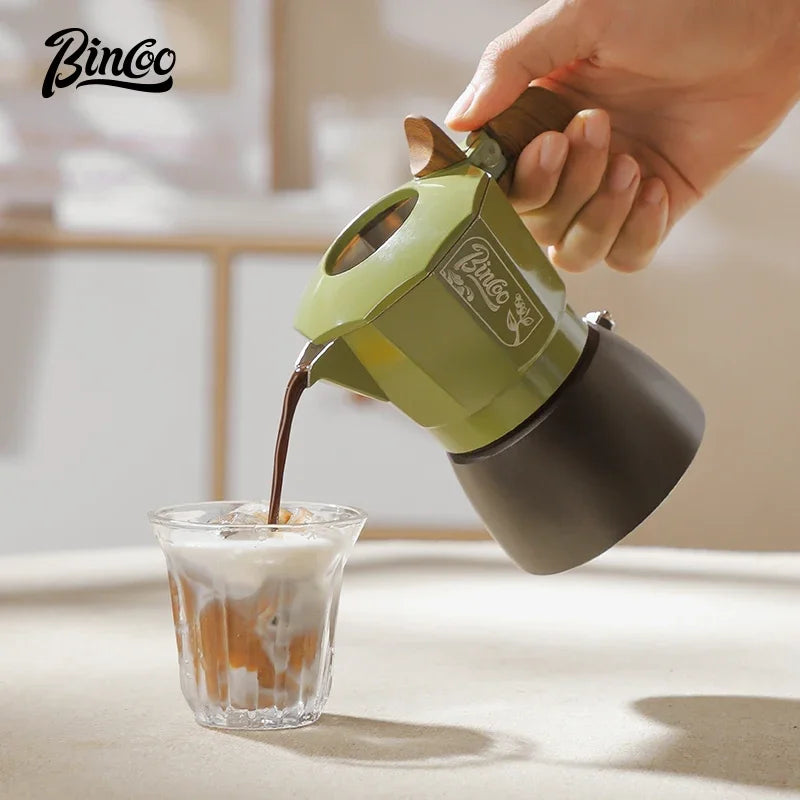 Bincoo Mocha Pot Double Valve Italian Espresso Pot Electric Stove Heating Professional Home Barista Accessories Coffee Tools