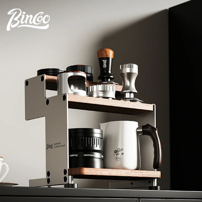Bincoo Gexu Multi-Tier Solid Wood Coffee Storage Cabinet – Organizer Rack for Coffee Tools, Light Luxury Machine Stand