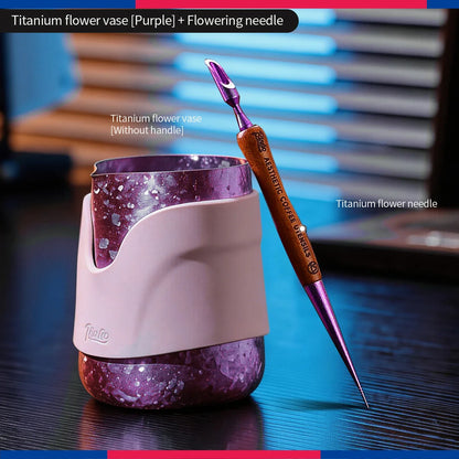 Bincoo Handleless Titanium Frothing Pitcher – Round Spout Latte Art Cup with Measuring Scale, Home Barista Tool