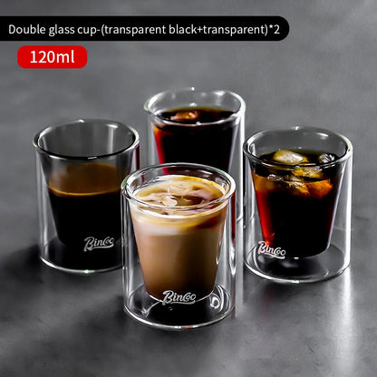 Bincoo Double Layered Coffee Cup High Borosilicate Glass Heat-resistant Anti Scald Concentrated Cup Milk Coffee Ice American Cup