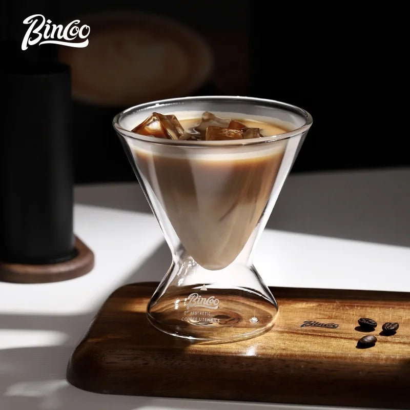 Bincoo Double-Walled Glass Coffee Cup, ice Extraction, Special Drink Latte Cup 180ml, Hot Beverages, for Spirits & Coffee Lovers