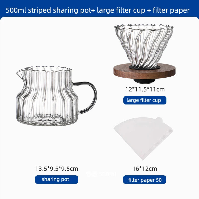 Bincoo 500ml Pour Over Coffee Maker Set Glass Carafe Coffee with Glass Coffee Filter Drip Coffee Maker Set for Home or Office