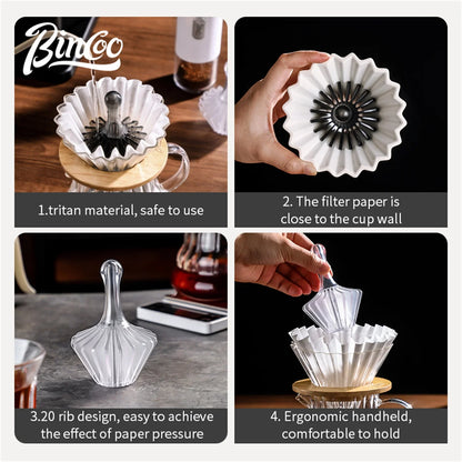 Bincoo Coffee Filter Paper Holder, Heat-Resistant Tritan Coffee Press Ring, Pour Over Assistant, Household Coffee Accessories