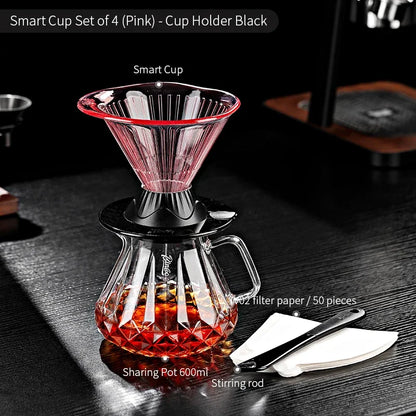 BINCOO 600ml Reusable Immersion Coffee Dripper Filters Smart Pour Over Drip Hand-Brewed Coffee Maker Tritan Coffee Filters Cup