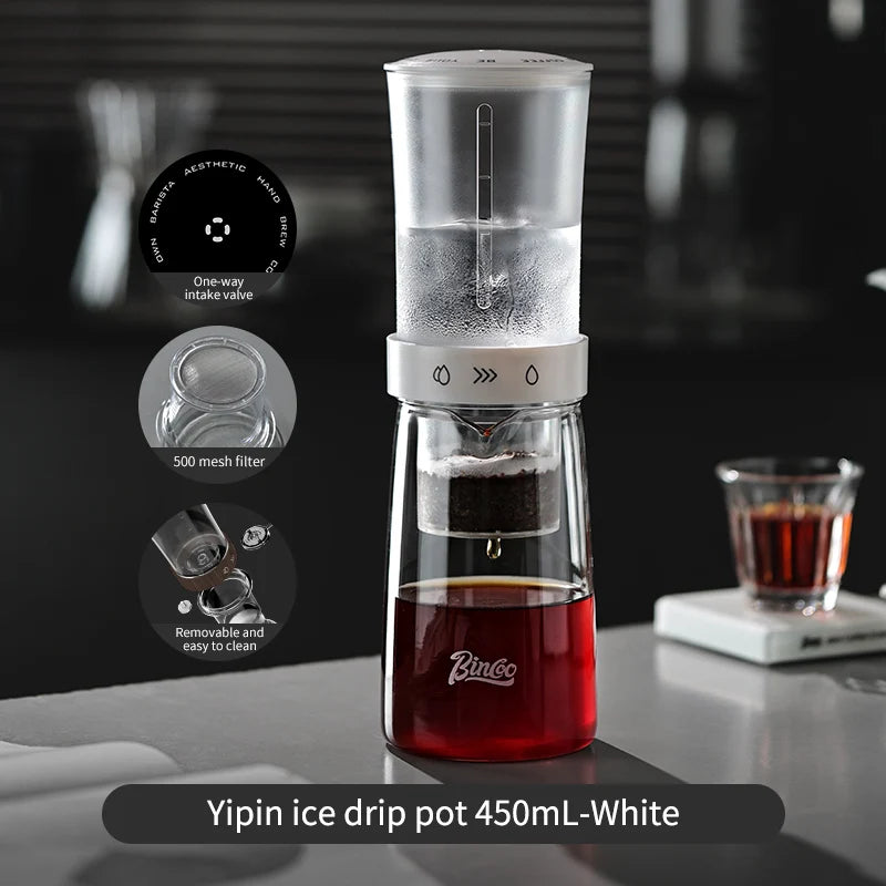 Bincoo Yipin Cold Drip Tower 450ml, Borosilicate Lower Pot & PCTG Upper Pot, Iced/Cold Brew Coffee Maker, Home & Cafe Cold Brew