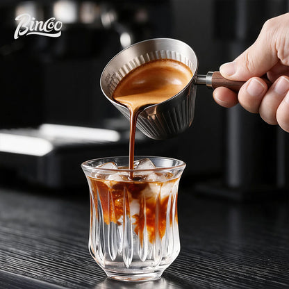 Bincoo 304 Stainless Steel Espresso Measuring Cup – Drip Tray Receiver with Scale, Coffee Machine Extraction Cup