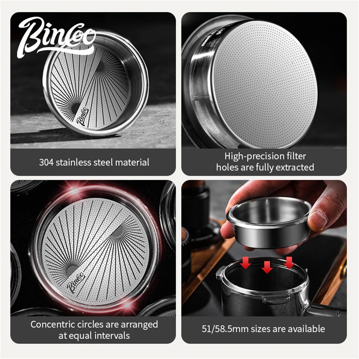 58.5mm Espresso Filter Baskets 16-20g Coffee Basket with Puck Screen Fit 51mm Espresso Portafilters Coffee Machine Accessories