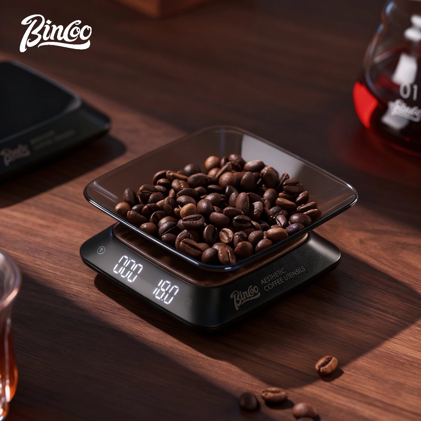 Bincoo Professional Coffee Scale Mini Size 2 Working Modes Black  High Precision 0.1g Accuracy for Espresso and Pour Over