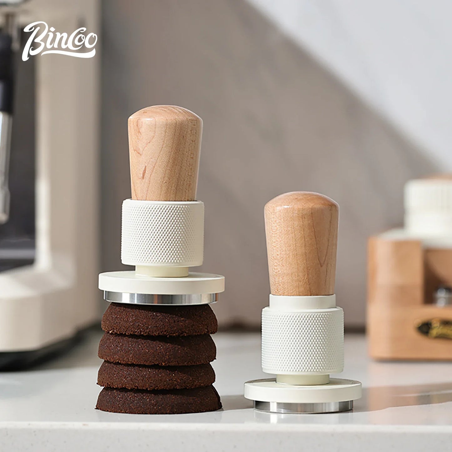 Bincoo 30-Pound Force Espresso Tamper Set - Universal 51/58mm Constant Pressure Coffee Tool with Leveling Base & Accessories