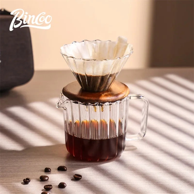 Bincoo Clear Vertical Sharing Pot Reusable Conical Filter 1-2 Cups with Storage Bag 3 Piece Set Hand Brewed Coffee Accessories