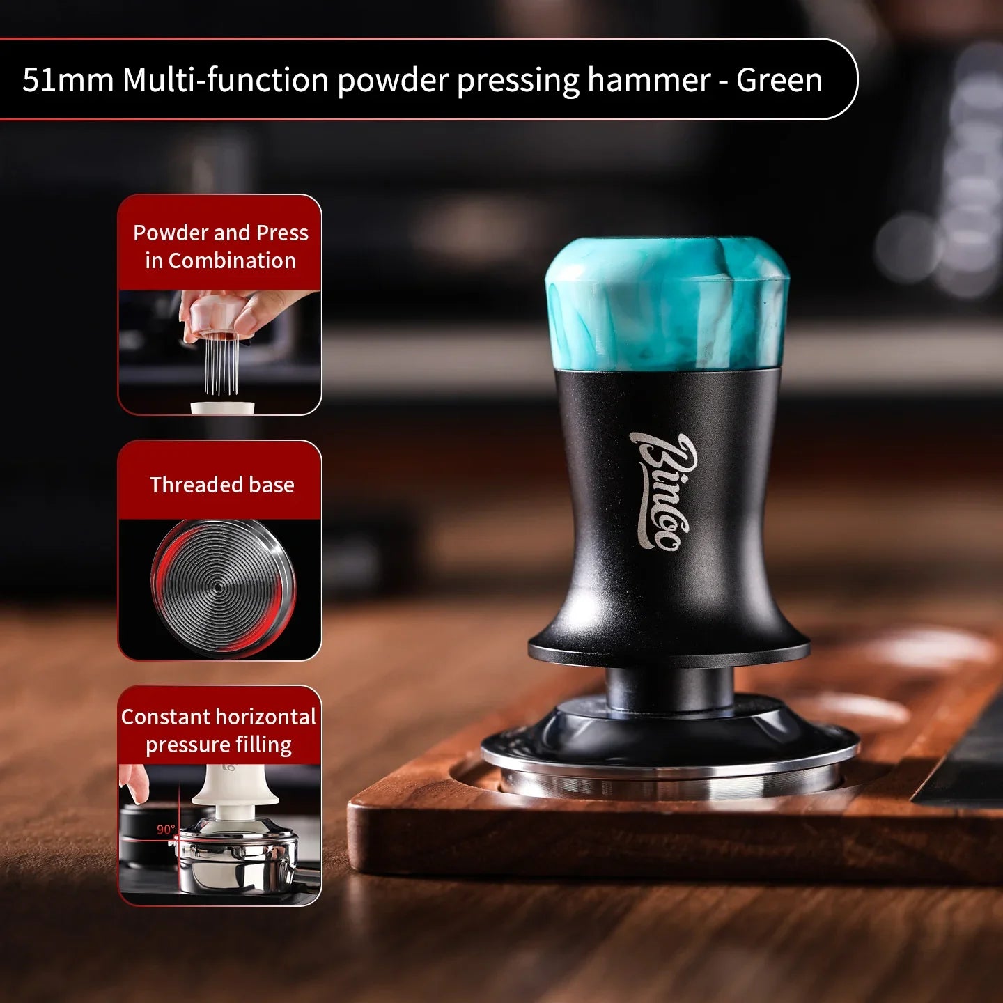 Bincoo 30Ib Constant Pressure 51/58mm Coffee Tamper Multifunctional Magnetic With Powder Needle Disperser Espresso Powder Tamper