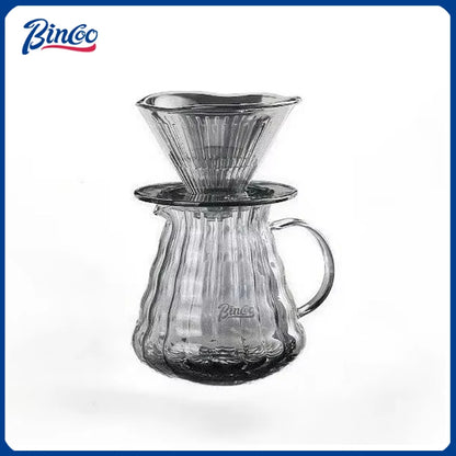 Bincoo 600ML Coffee Servers Sharing Transparent Glass Pot Coffee  Drip Filters Cup Coffee Utensils